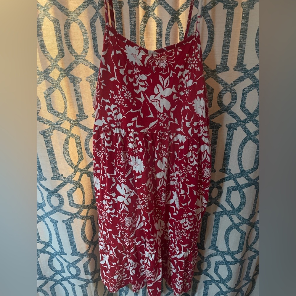 Old Navy Red and White Floral Plus dress